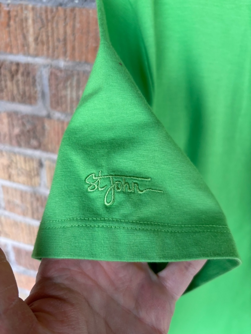 VTG St. John Sport T Shirt Lime Green Gold Embellishments Preppy Vacation Sz M - Picture 7 of 7